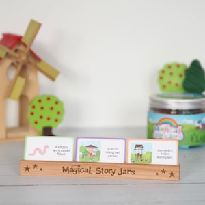 Fairy Tale Magical Story Jar &Houten Story Card Stand - Cadeau voor kinderen van 5 tot 10 jaar
