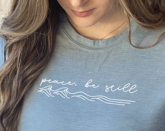 Peace Be Still T-Shirt: Stonewash Denim Triblend, Unisex Fit