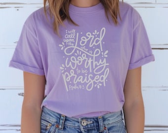 I will call upon the Lord - Lavender Youth tee, Premium Christian soft kids&#39; t-shirt
