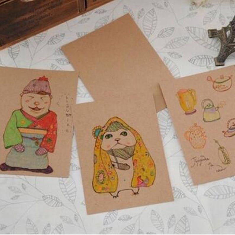 10 cm 20 pcslot DIY Vintage Retro Kraft Paper Postcards Blank Paper Greet Cards Korean Stationery 14.8