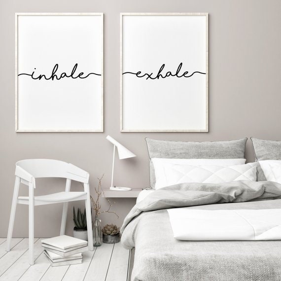 Inhale Exhale ART PRINTS Set Inhale Exhale Wall Art Yoga Etsy