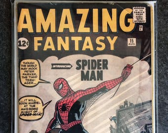 AMAZING FANTASY #15 Silver Age Comic Book Spiderman Classic Cover Hand Made Art