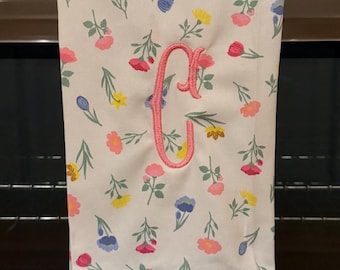 Embroidered Ruffle Tea Towel