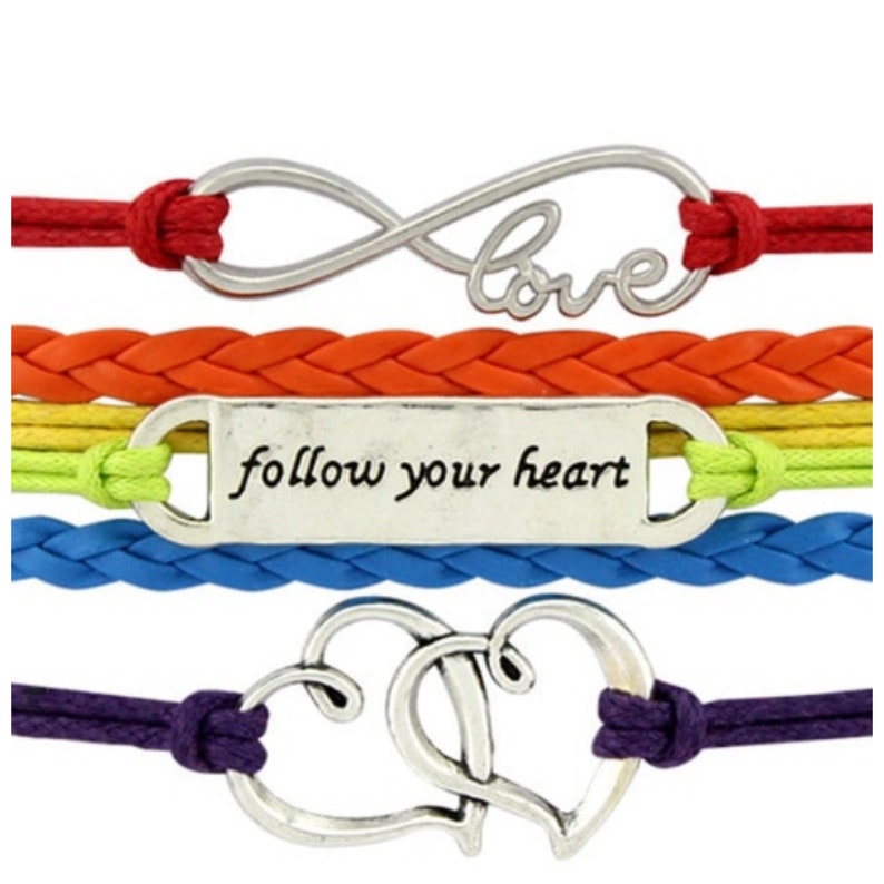 LGBT awareness bracelet \u201cfollow your heart\u201d