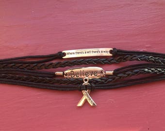 Cancer awareness Where there’s a will there’s a way /believe /bracelet