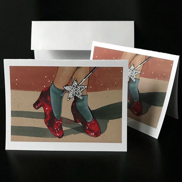 Ruby Slippers Illustration | Digital Print | Original Wizard of Oz Art Drawing [Greeting Card] + White A6 Envelope | No Place Like Home Art