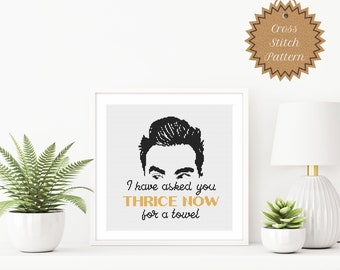 PDF Cross Stitch Pattern: I Have Asked You Thrice Now For A Towel, Bathroom X Stitch, Funny, Pop Culture, DIY Craft