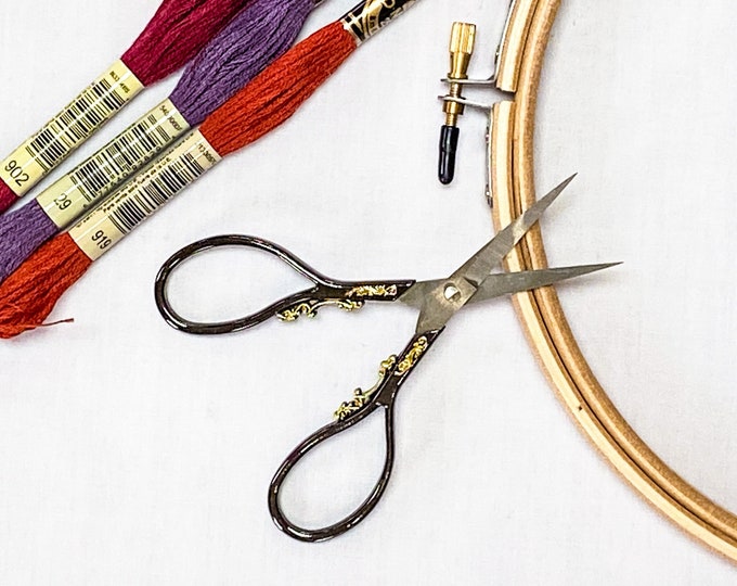 Black and Gold Vintage Style Embroidery Scissors Etsy