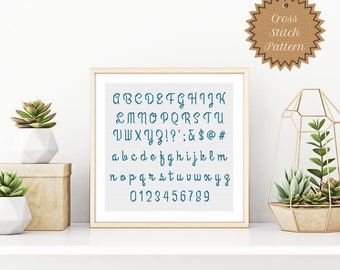 PDF Pattern: Cursive Cross Stitch Font Pattern, Grand Hotel Script, Customize, Personalize, Modern, Calligraphy, Alphabet, Letters, Quote