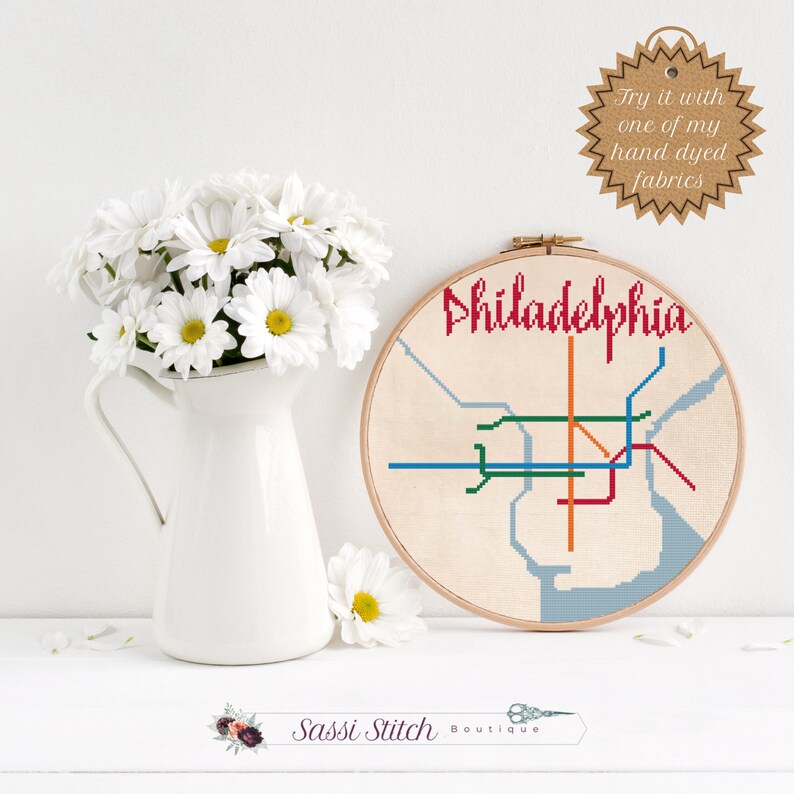 PDF Pattern: Philadelphia Transit Map Cross Stitch - Etsy