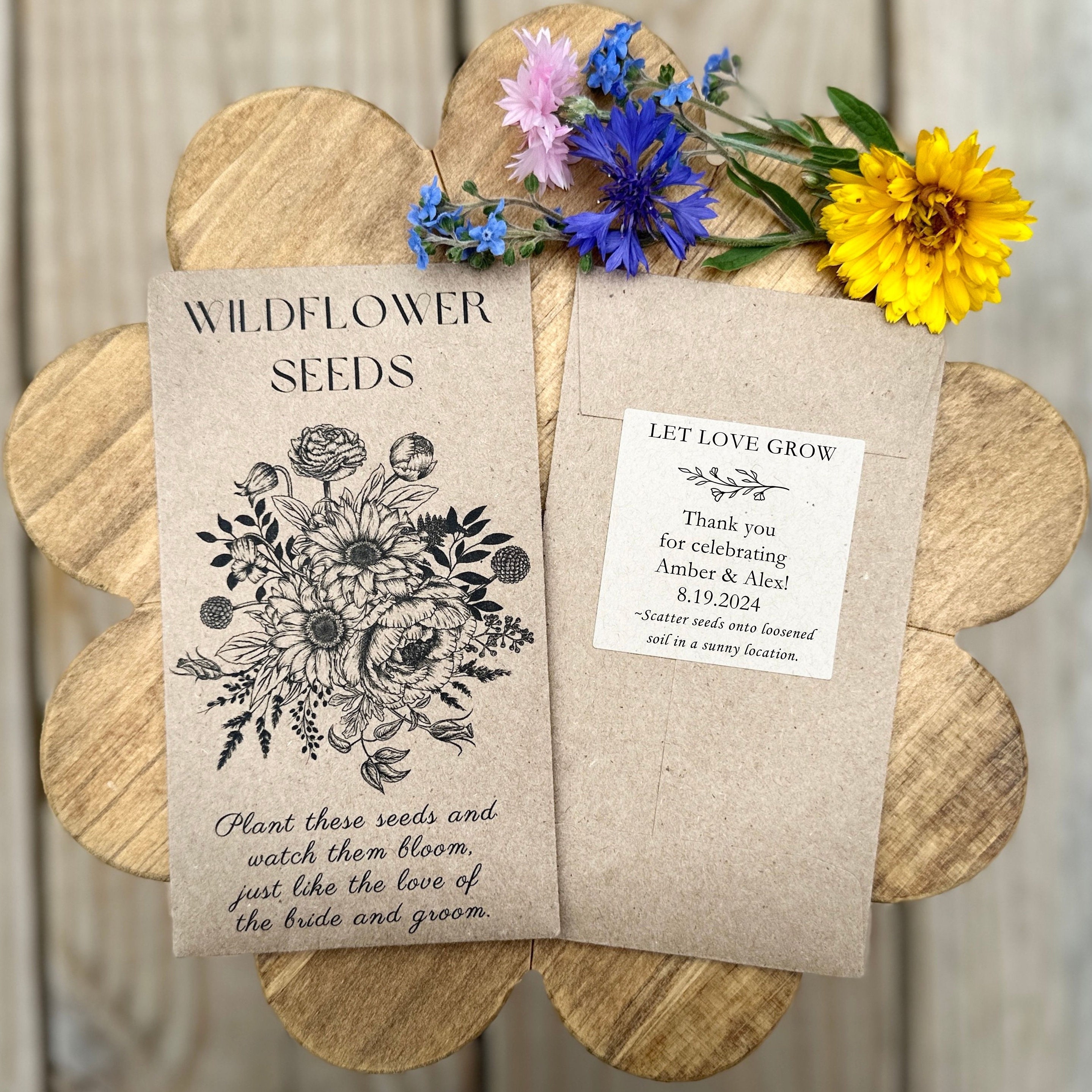25 Set Wedding Favors For Guests Let Love Grow Seed Packets Kraft Thank