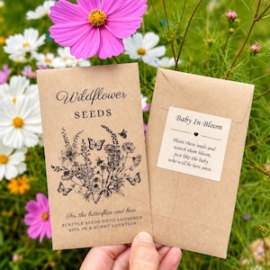 Baby in Bloom Wildflower Seed Packet Favors: Custom Baby Shower