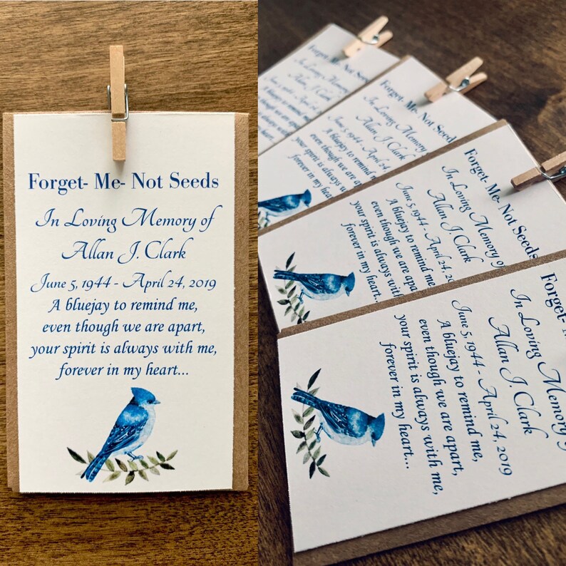 Memorial Seed Packets Blue Bird Blue Jay Funeral Favors Etsy