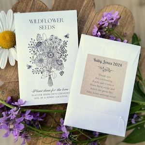 Baby in Bloom Wildflower Seed Packet Favors: Custom Baby Shower