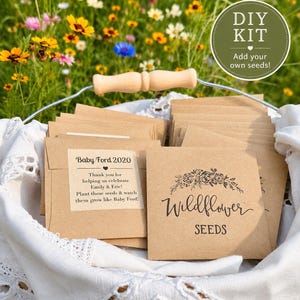 DIY Wildflower Seed Packet Kit • Seeds Not Included • Personalized Stickers Included
