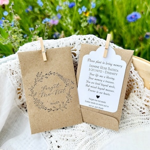 Forget-me-not seeds memorial favors//seed packets in memory of// funeral, celebration of life, grief & mourning custom seed packets