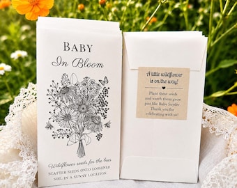 Baby In Bloom Wildflower Seed Packets | Baby Shower Favors | Personalized Seed Packet Favors | Wildflower Baby Shower Decor