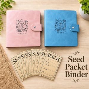 Hand Stamped Seed Storage Binder: Teacher and gardener Gift holds up to 50 Seed Packets