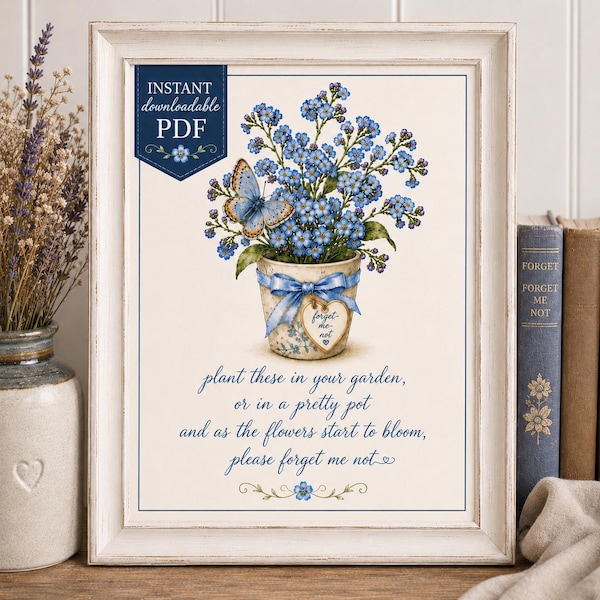 Forget-Me-Not Memorial Printable | Instant Download PDF | Sympathy Wall Art | Miscarriage Sympathy gift