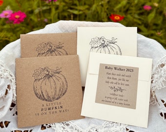 Pumpkin Baby Shower Seed Packet Favors: Customizable Stickers