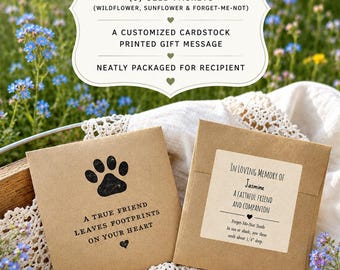 Pet Memorial Seed Packet Gift: Forget-Me-Not, Wildflower, Sunflower