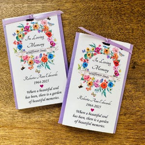 Wildflower memorial seed packets funeral favors (SEEDS INCLUDED) customized celebration of life gift sympathy gift for friend seeds