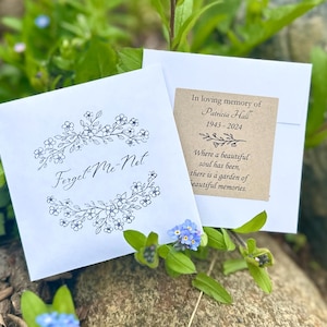 Memorial seed packets funeral favors celebration of life, sympathy favors wildflower or forget me not seeds custom memorial favors diy seeds