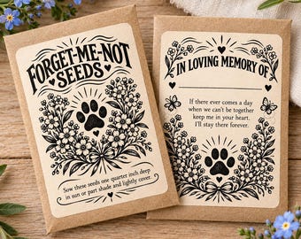 Pet Memorial Seed Packet Gift: Bulk Forget-Me-Not seed packets , pet loss veterinary gift