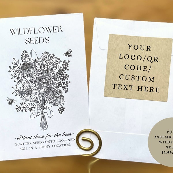 Promotional items QR code branded wildflower Seed packets business marketing cards corporate promo items marketing trade show realtor gifts