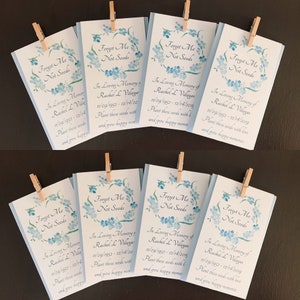 Memorial seed packets blue - funeral favors, celebration of life, sympathy, forget me not seeds (SEEDS INCLUDED) custom message