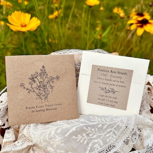 Memorial seed packets funeral favors celebration of life, sympathy favors wildflower or forget me not seeds custom memorial favors diy seeds
