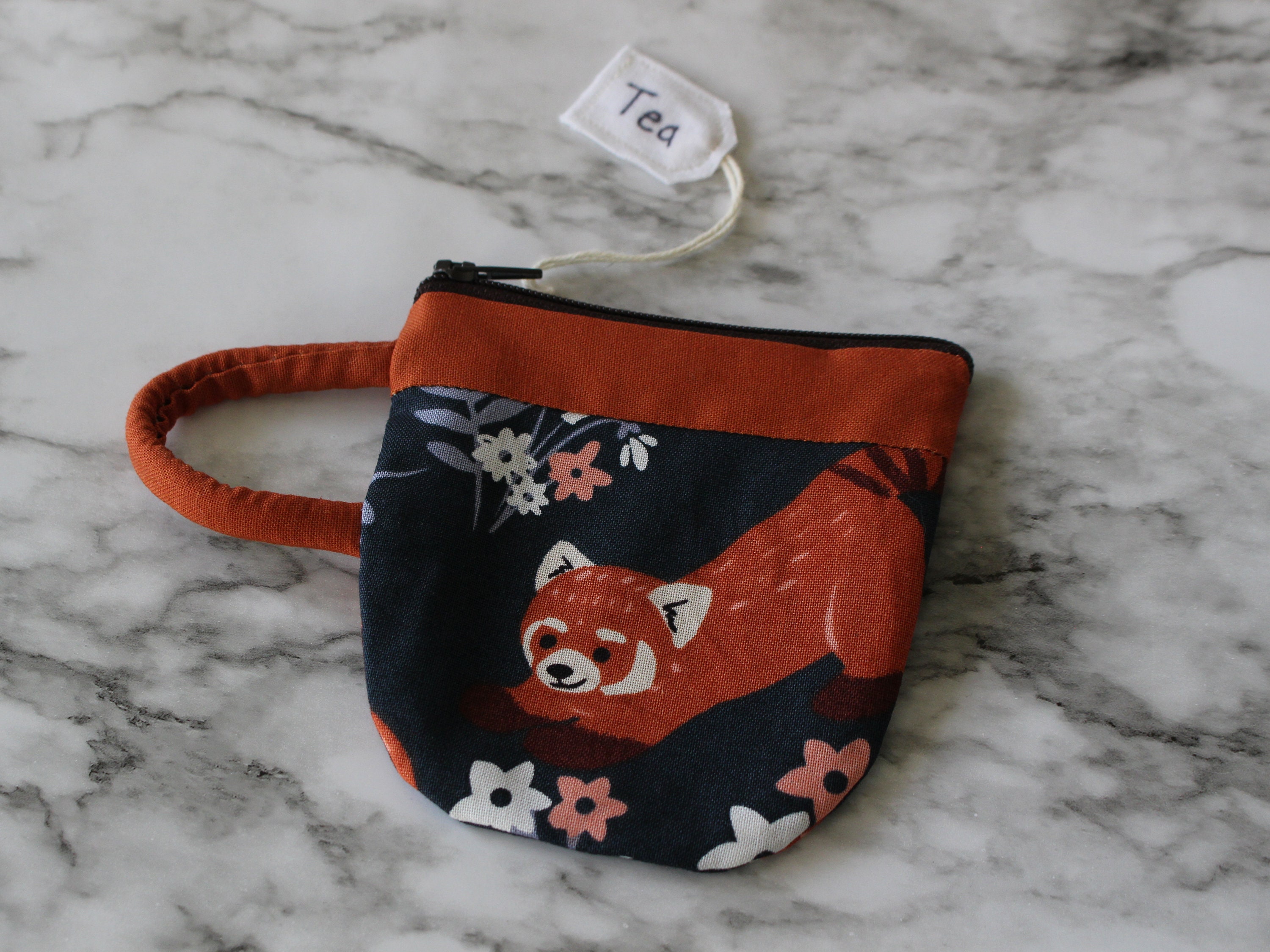 Teacup Pouch Red Panda, Cute Animal, Jewelry, Zip Pouch, Coin Purse