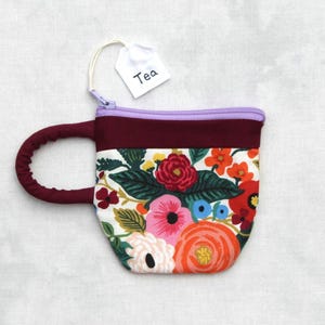 Floral Teacup Pouch: Rifle Paper Co. Fabric Zipper Bag