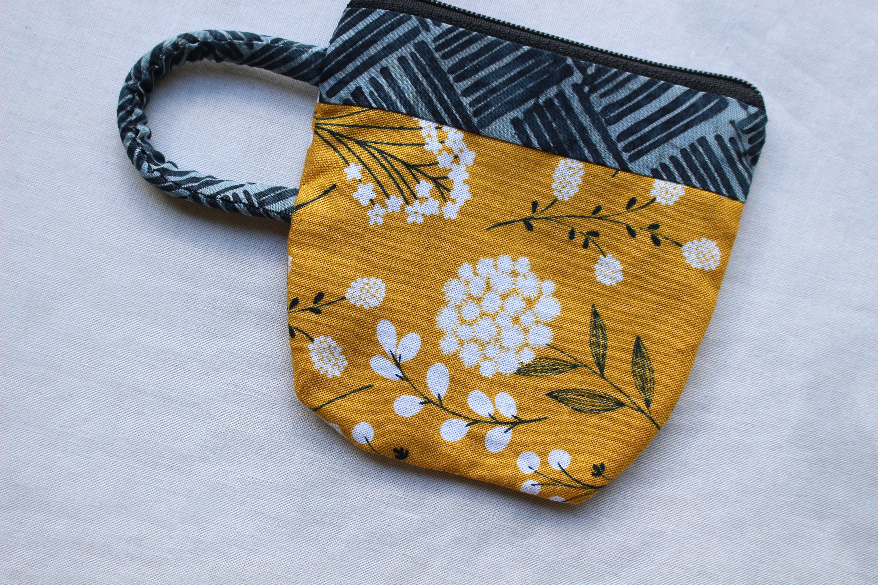Teacup Pouch Yellow Gold Floral Navy Blue Tea Jewelry Zip Etsy