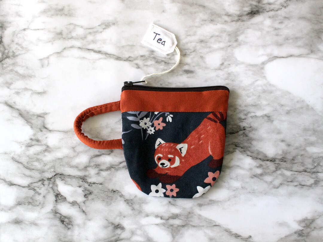 Teacup Pouch Red Panda, Cute Animal, Jewelry, Zip Pouch, Coin Purse