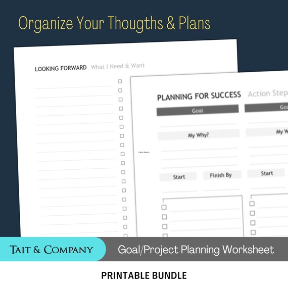 PRINTABLE BUNDLE: Project Planning Worksheets Brainstorming - Etsy
