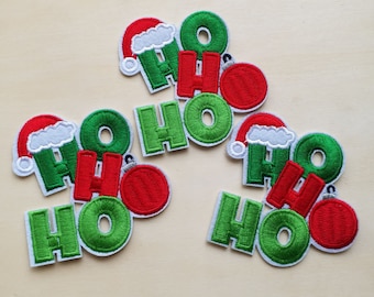 A dozen - 12pcs - X'mas Christmas Santa Claus hat HoHoHo Embroidered Iron on Patch Applique machine embroidery