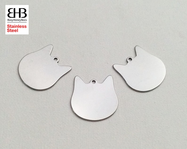 51020 30x30mm Stainless Steel Pet Cat Head Tag Bead Charm Pendant necklace bracelets Jewelry making findings Pet Key charms DIY