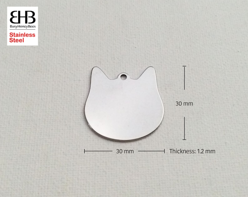51020 30x30mm Stainless Steel Pet Cat Head Tag Bead Charm Pendant necklace bracelets Jewelry making findings Pet Key charms DIY
