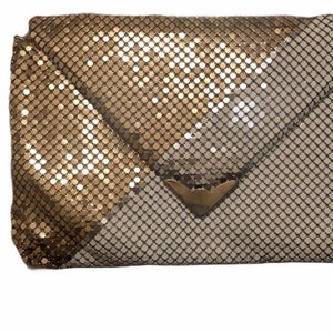 Vintage White and gold metallic clutch