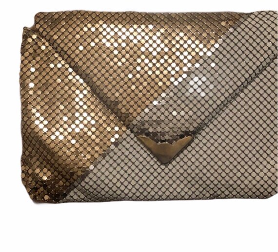 Vintage White and gold metallic clutch - image 1