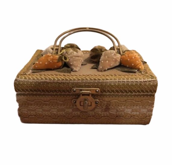 Vintage strawberry wooden handbag