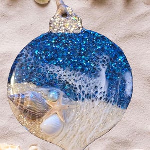 エポキシ海洋オーナメント、貝殻、グリッター、海の波、アクリルブランク