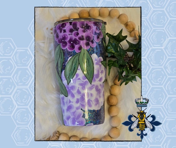 16 oz Stainless Steel, Glitter, Handpainted, one of a kind, Gift Idea, Wedding, Spring, Summer, Tumbler, Free Shipping