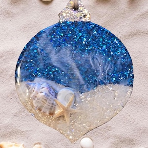 エポキシ海洋オーナメント、貝殻、グリッター、海の波、アクリルブランク