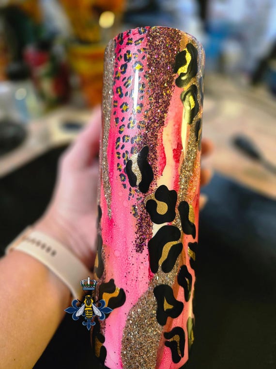 30oz Stainless Steel, Tumbler, Animal Theme, Vinyl, Glitter, Leopard Decal, Animal Print, Gift, Gift idea
