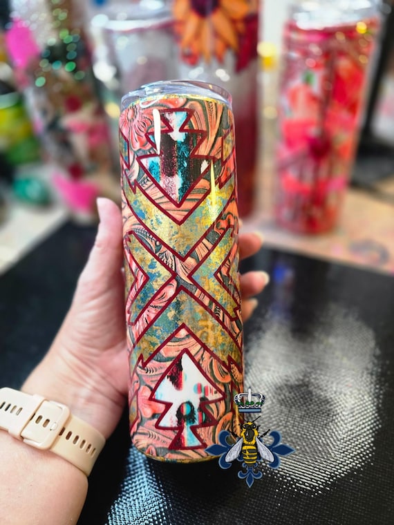 20 oz Stainless Steel, Tumbler, Aztec Style, Vinyl, foil, personalization included, Free Shipping, Epoxy