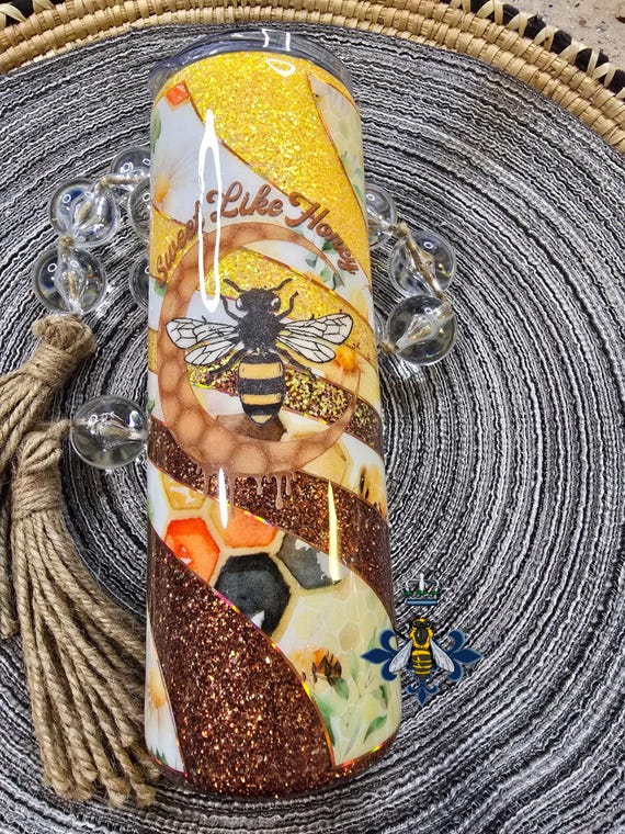 Bee Tumbler: 20oz Skinny Stainless Steel, Custom Glitter & Foil