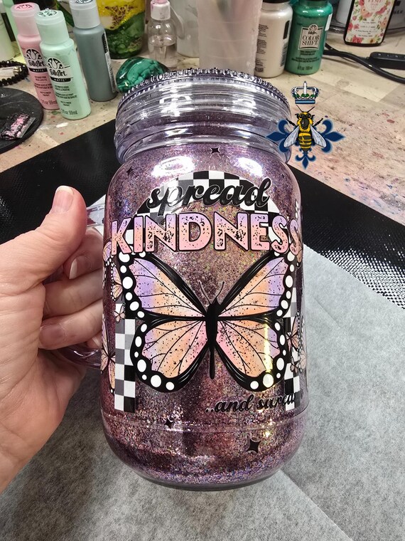 16 Oz drinkware glass snowglobe glitter tumbler  Skullie, Skull, Glitte,r uvdtf decal, gift, gift idea, rhinestone, rhinestone lid