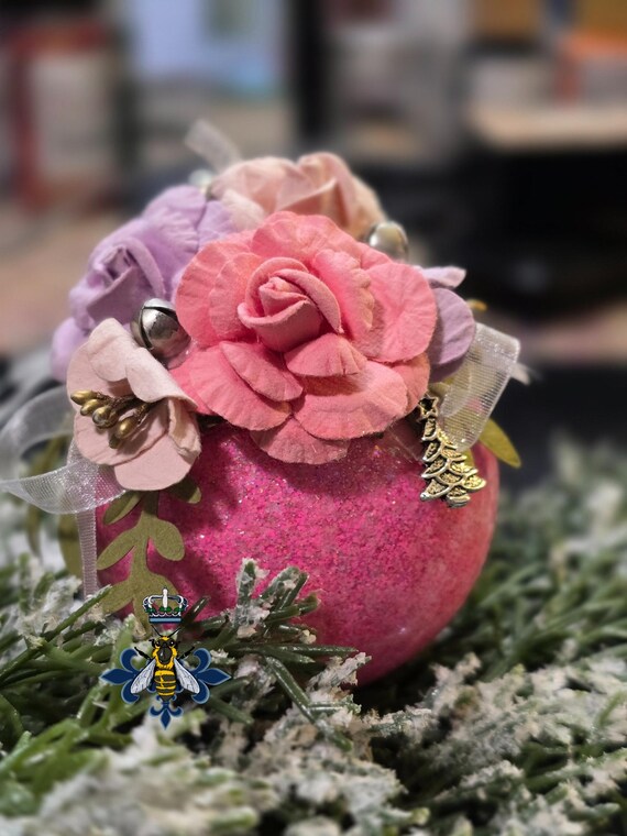 3 Inch, Glass, Glitter, Paper Flowers, Handmade, Free Shipping